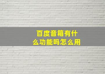 百度音箱有什么功能吗怎么用