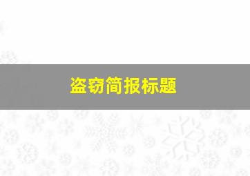 盗窃简报标题