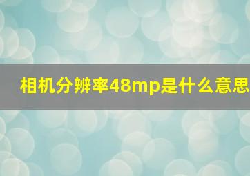 相机分辨率48mp是什么意思