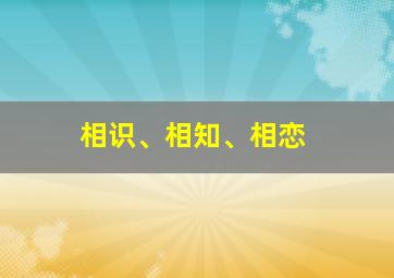 相识、相知、相恋