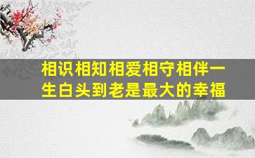 相识相知相爱相守相伴一生白头到老是最大的幸福