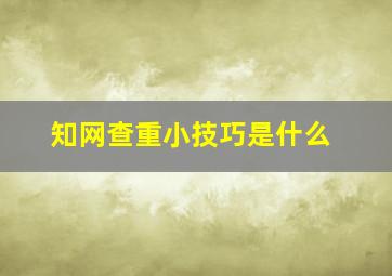 知网查重小技巧是什么