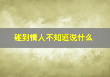 碰到情人不知道说什么