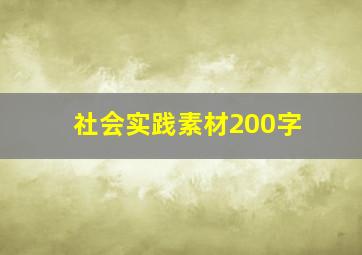 社会实践素材200字