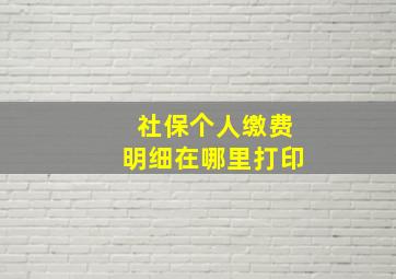 社保个人缴费明细在哪里打印