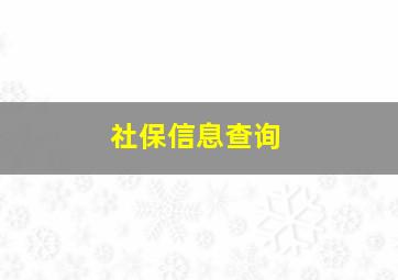 社保信息查询