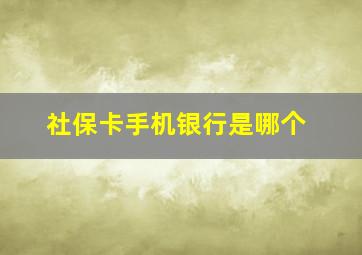 社保卡手机银行是哪个