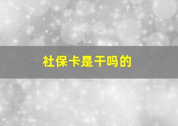 社保卡是干吗的