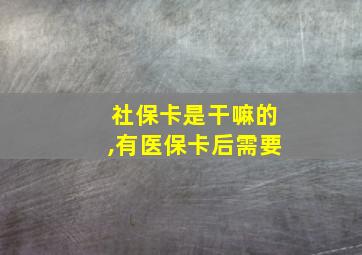 社保卡是干嘛的,有医保卡后需要