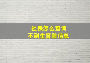 社保怎么查询不到生育险信息