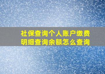 社保查询个人账户缴费明细查询余额怎么查询