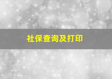 社保查询及打印