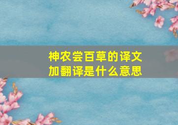 神农尝百草的译文加翻译是什么意思