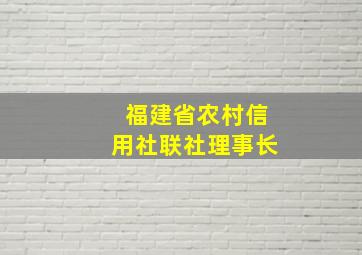 福建省农村信用社联社理事长