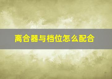 离合器与档位怎么配合