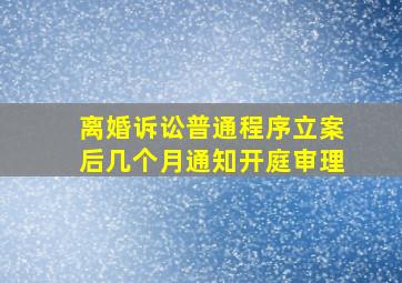 离婚诉讼普通程序立案后几个月通知开庭审理