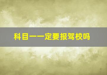 科目一一定要报驾校吗