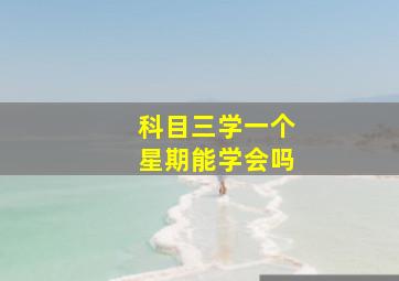 科目三学一个星期能学会吗