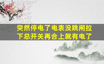 突然停电了电表没跳闸拉下总开关再合上就有电了