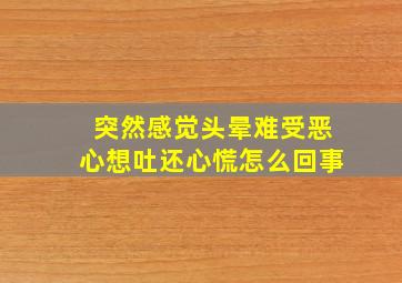 突然感觉头晕难受恶心想吐还心慌怎么回事