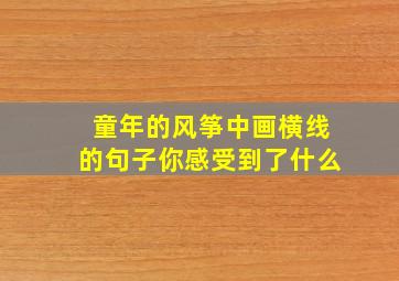 童年的风筝中画横线的句子你感受到了什么