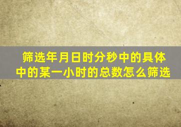 筛选年月日时分秒中的具体中的某一小时的总数怎么筛选