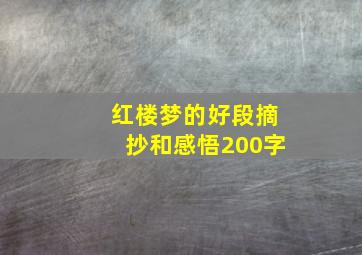 红楼梦的好段摘抄和感悟200字