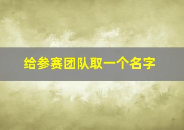 给参赛团队取一个名字