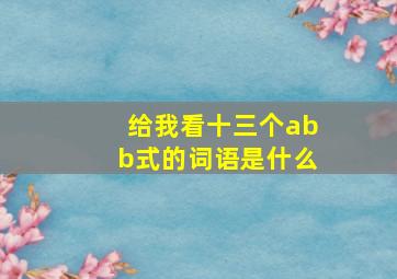 给我看十三个abb式的词语是什么