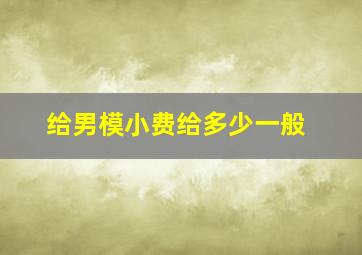 给男模小费给多少一般