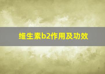 维生素b2作用及功效