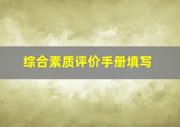 综合素质评价手册填写