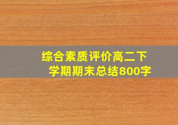 综合素质评价高二下学期期末总结800字