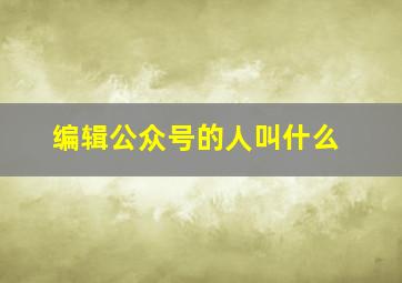 编辑公众号的人叫什么