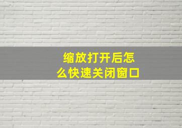 缩放打开后怎么快速关闭窗口