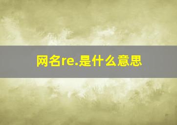 网名re.是什么意思