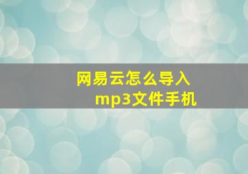 网易云怎么导入mp3文件手机