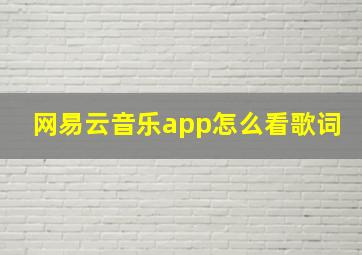 网易云音乐app怎么看歌词