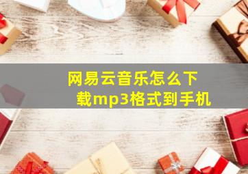 网易云音乐怎么下载mp3格式到手机