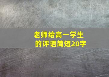 老师给高一学生的评语简短20字