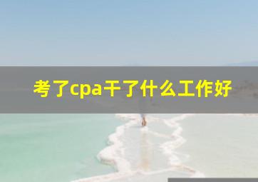 考了cpa干了什么工作好