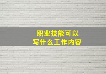 职业技能可以写什么工作内容