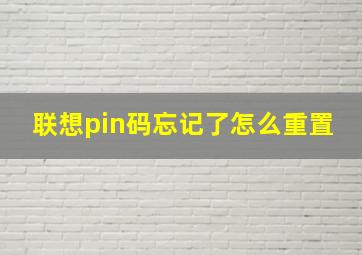 联想pin码忘记了怎么重置