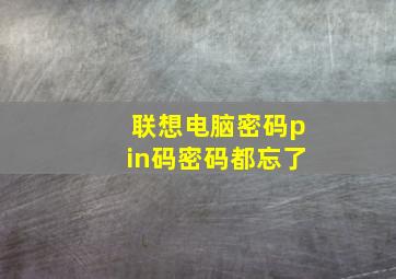 联想电脑密码pin码密码都忘了