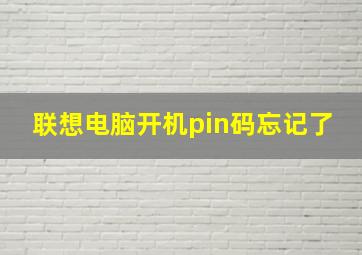 联想电脑开机pin码忘记了