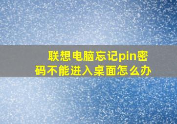 联想电脑忘记pin密码不能进入桌面怎么办