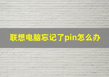 联想电脑忘记了pin怎么办