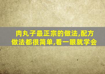 肉丸子最正宗的做法,配方做法都很简单,看一眼就学会