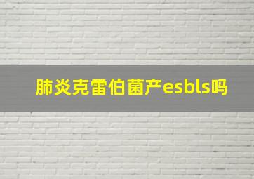 肺炎克雷伯菌产esbls吗