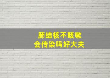 肺结核不咳嗽会传染吗好大夫